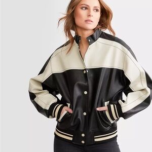 Blu Pepper Black and Cream Varsity Jacket